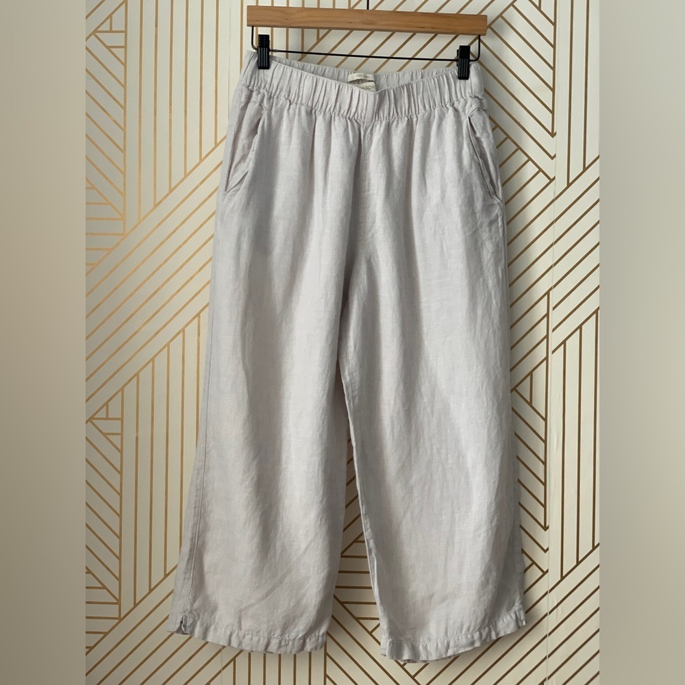 Cynthia Rowley 100% Linen Cropped culotte style crop Pant wide leg lagen look M - Picture 5 of 12